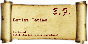 Berlet Fatime névjegykártya